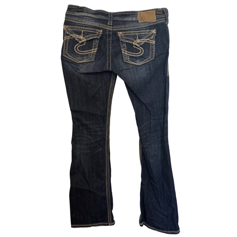 Silver Jeans Co Pioneer Womens Bootcut Jeans W28/L31 Dark Wash Contrast Stitch